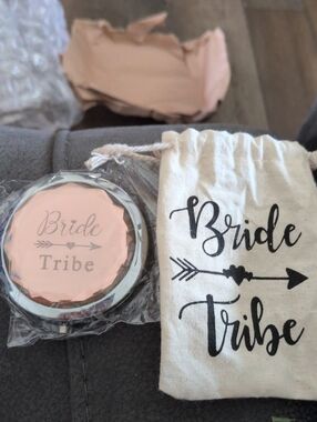 Bride Tribe Rose Gold Compact Mirror with Pouch
